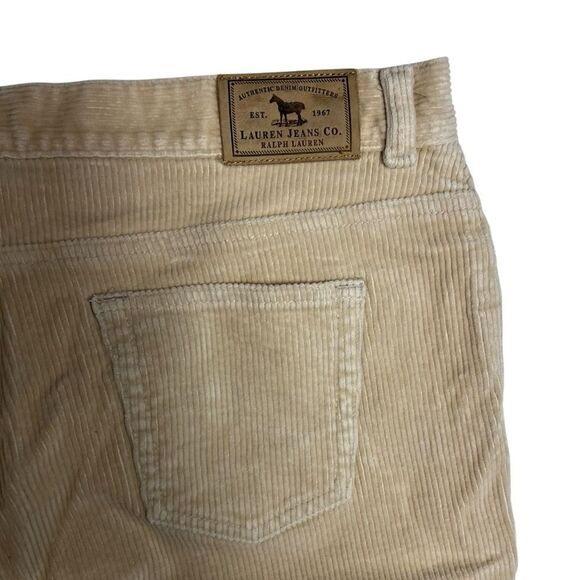 Ralph Lauren Lauren Jeans Co Wide Leg Bootcut Corduroy Jeans Tan Size 14 Petite - Picture 5 of 8